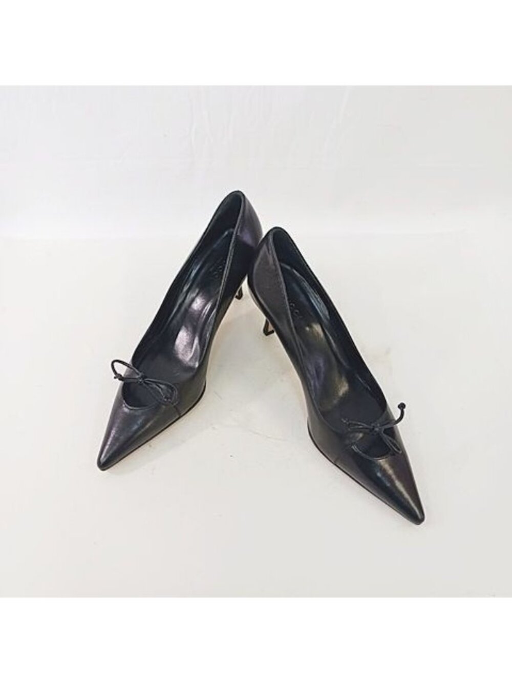 Gucci Pumps Heels Pointed Toe Leather Ribbon Black
